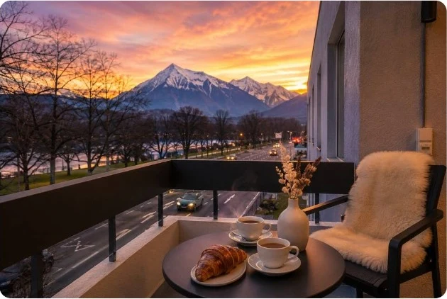 Balkon mit Bergblick